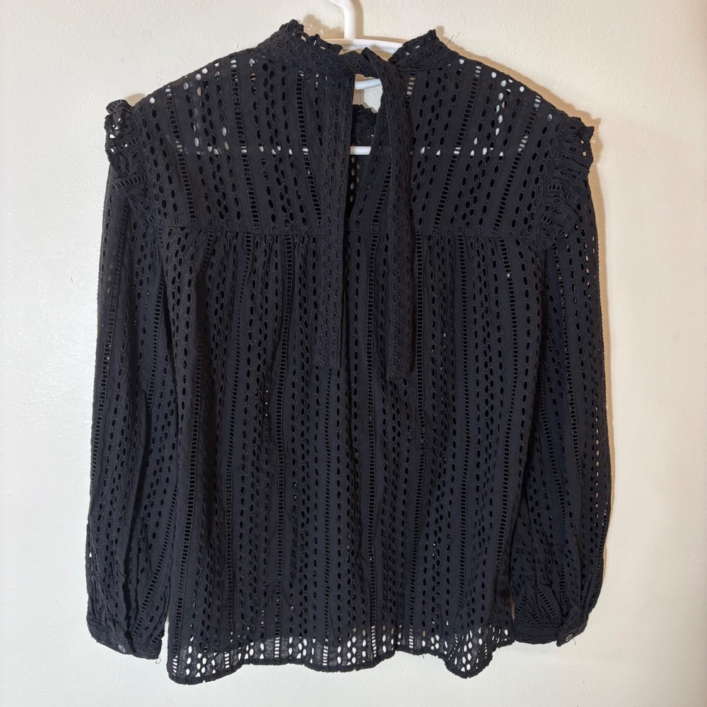 Madewell Eyelet Mockneck Ruffle Top‎ Size Small - Picture 4 of 9